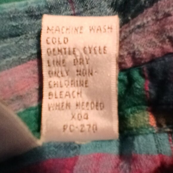 100% Cotton Gauzy, Lightweight Ocean Blues Short Sleeve Button Up Top Sz L - Picture 6 of 9